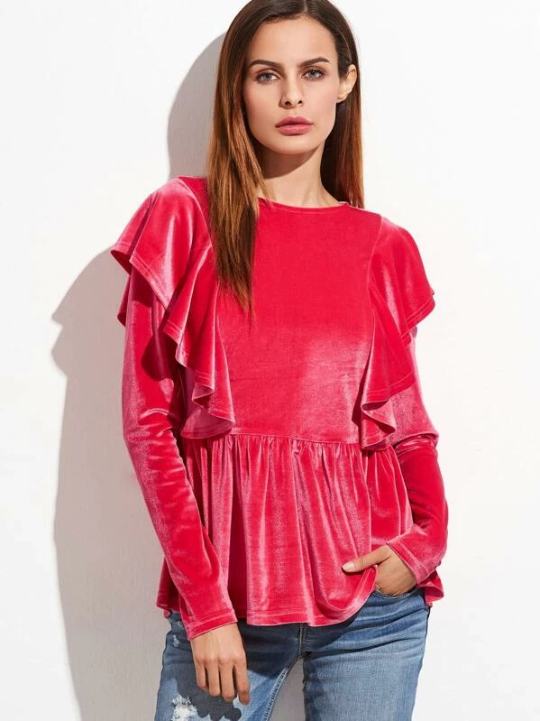 velvet peplum top