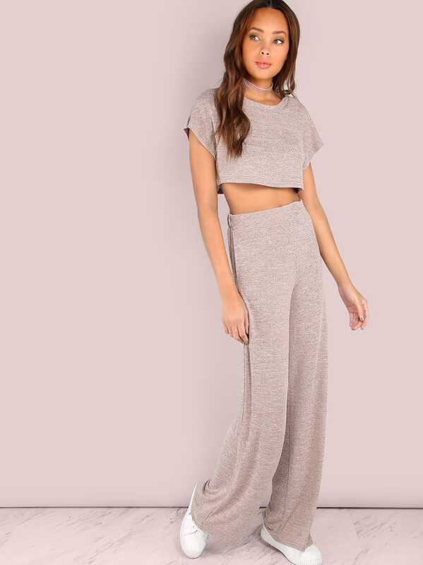 

Heathered Sporty Crop & Wide Leg Pants Set BLUSH, Pink, Tyrie