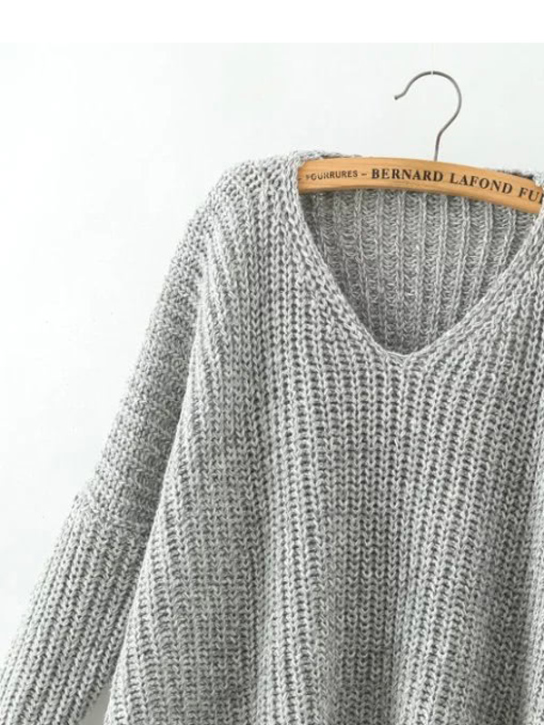 

V Neckline Dropped Shoulder Sweater