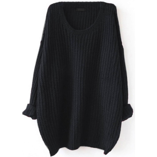 

Black Drop Shoulder Textured Sweater