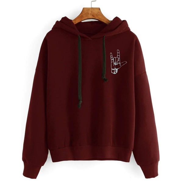 

Love Gesture Print Drop Shoulder Hoodie
