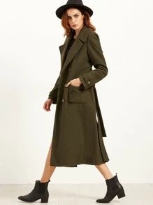 Olive Green Double Breasted Wrap Coat Olive Green Double Breasted Wrap Coat