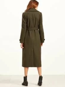 Olive Green Double Breasted Wrap Coat Olive Green Double Breasted Wrap Coat