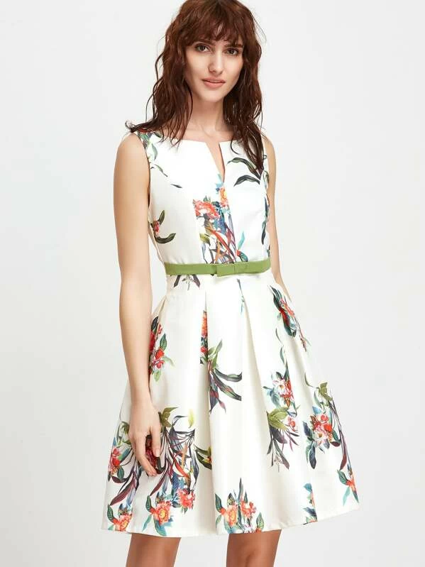 Robe Ligne Ados Nu Sans Manches A Fleurs Blanches Mode En Ligne Shein France