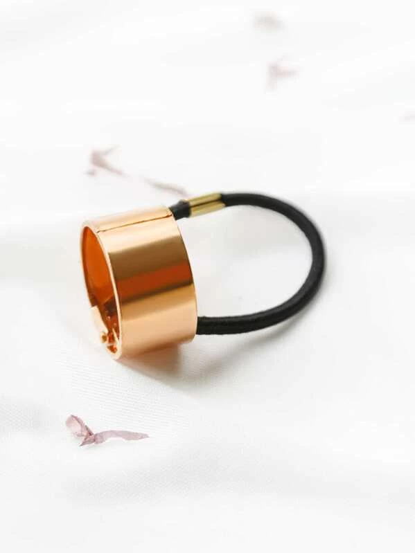 Gold Metal Hair Cuff With Black Elastic Hair Tie Shein In