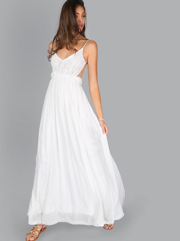 White Pleated Maxi Dress