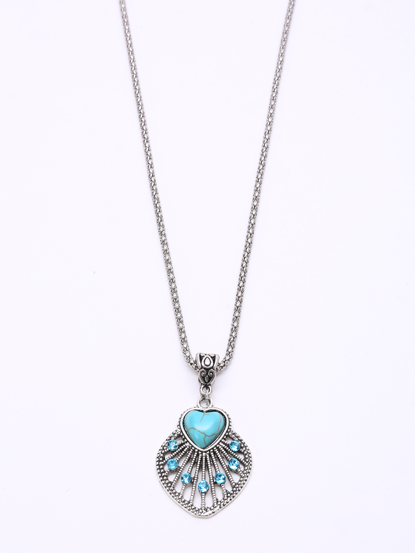 Vintage Heartshaped Turquoise Pendant Necklace SHEIN USA