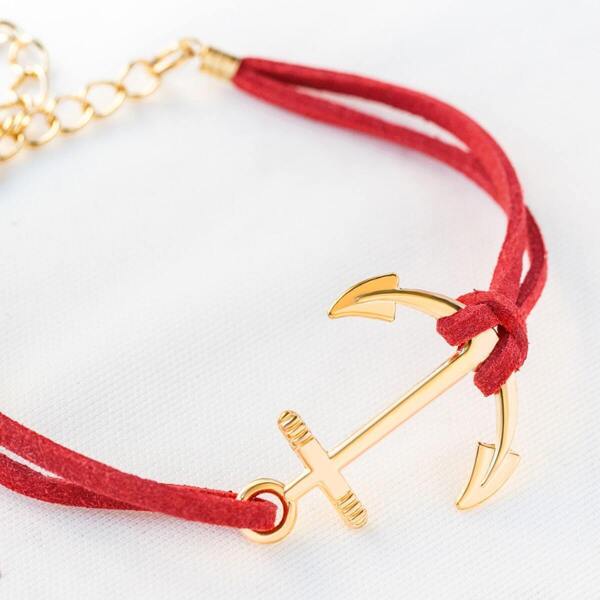 

Red Anchor And Chain Detail Bracelet
