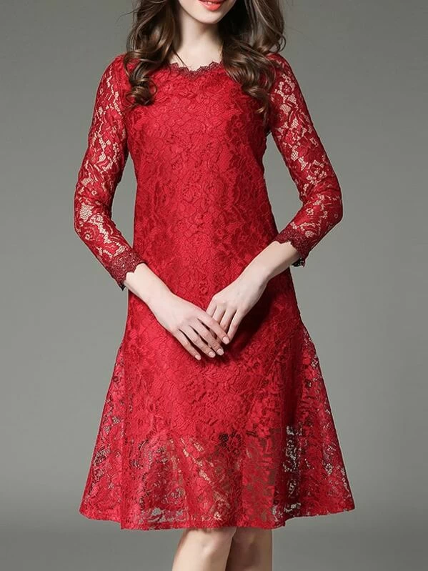 shein red lace dress
