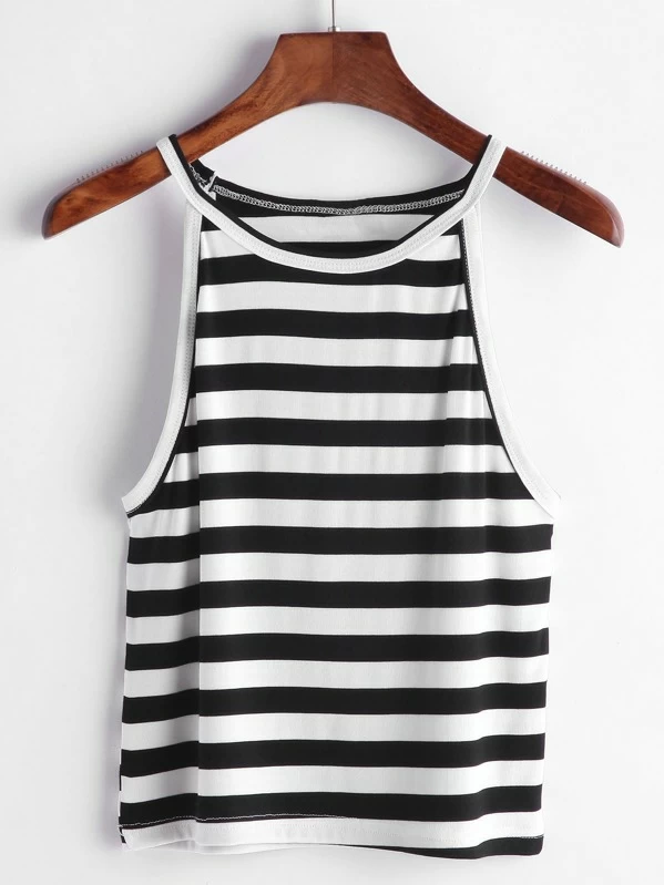 Black and white striped cami top Clearance