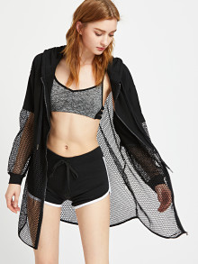 fishnet zip up hoodie