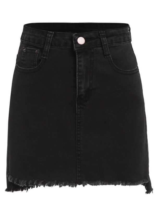 

Black Raw Хем Denim юбка, null