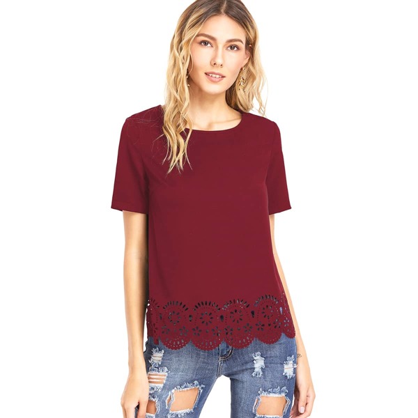 

Laser Cut Scallop Hem Top