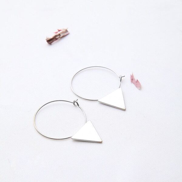 

Silver Triangle Detail Hoop Earrings