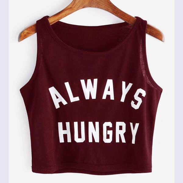 

Letter Print Crop Tank Top