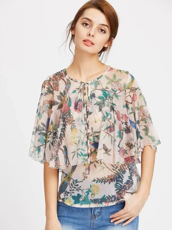 chiffon cape top