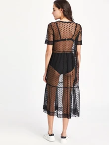 SHEIN VCAY Dobby Mesh Tiered Smock Dress