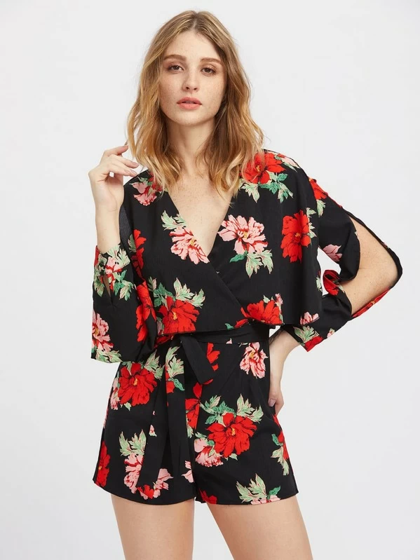 split sleeve playsuit