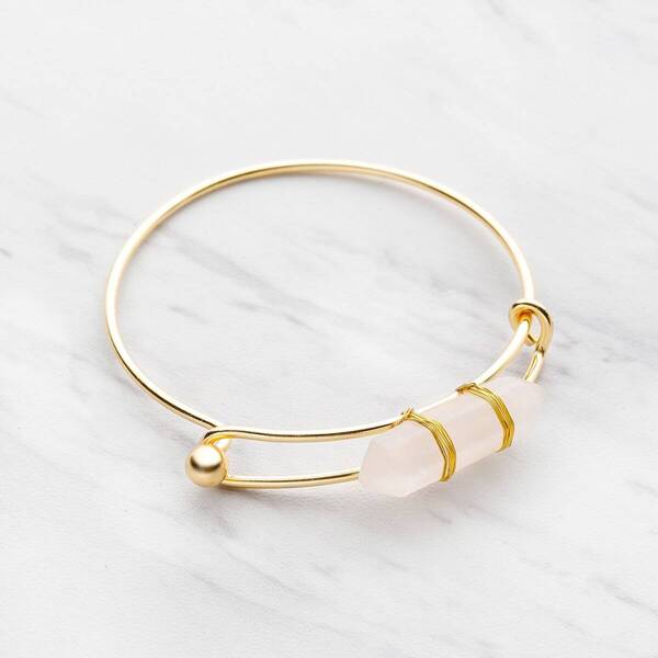 

Random Color Crystal Adjustable Bangle, Gold