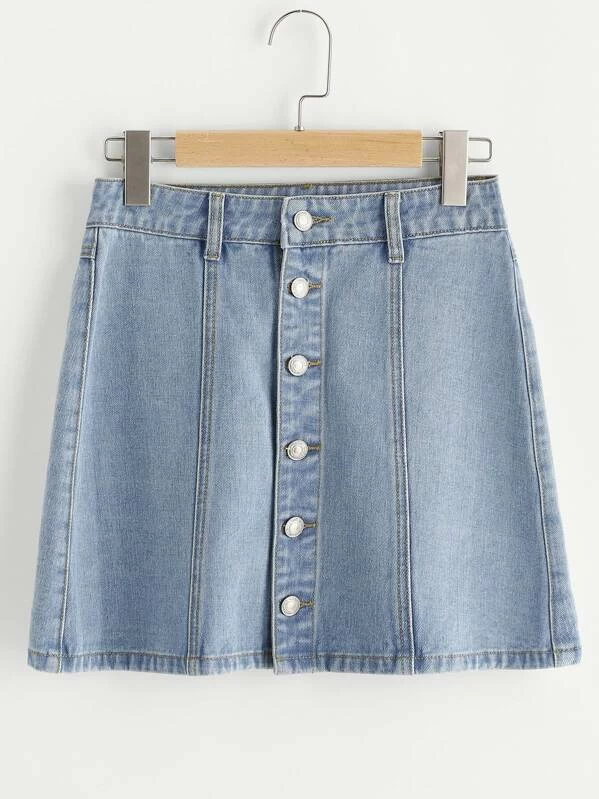 paneled denim skirt