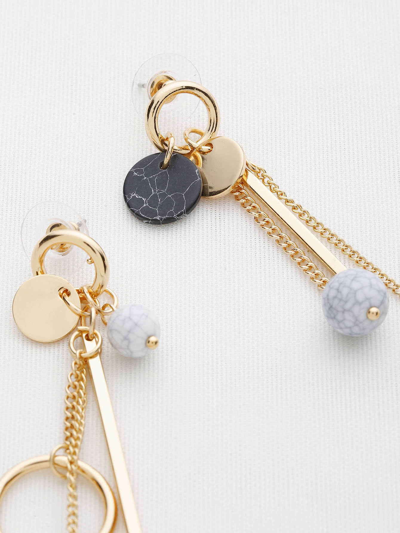 Multi Charm Drop Earrings SheIn(Sheinside)