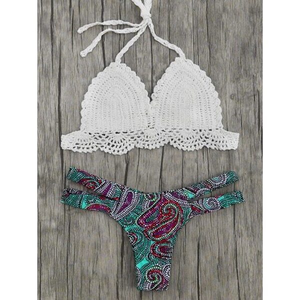

Printed Mix & Match Crochet Bikini Set, Multicolor