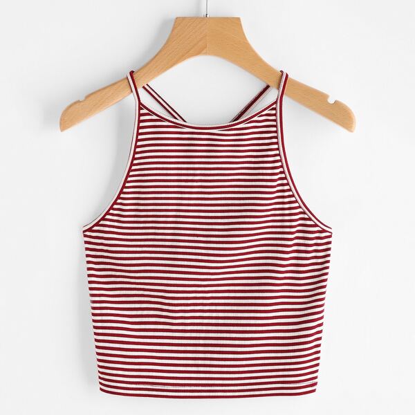 

Pinstripe Criss Cross Back Cami Top