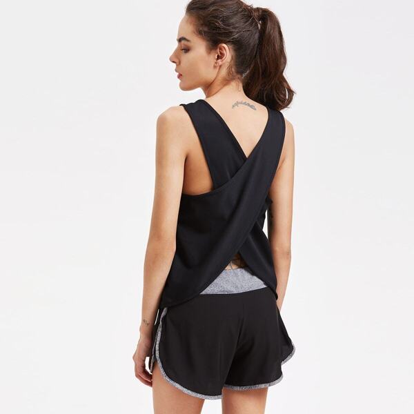 

Wrap Back Sports Top, Black