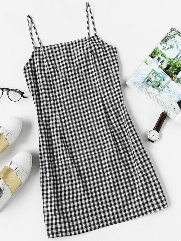 Gingham Print Cami Dress Shein Style Gallery