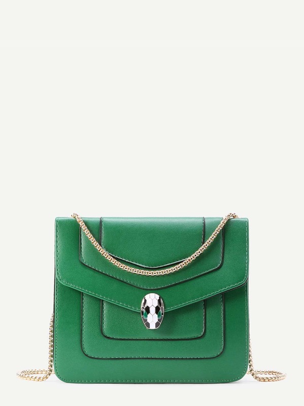 Snake Head Detail Crossbody Bag With Chain Shein Sheinside