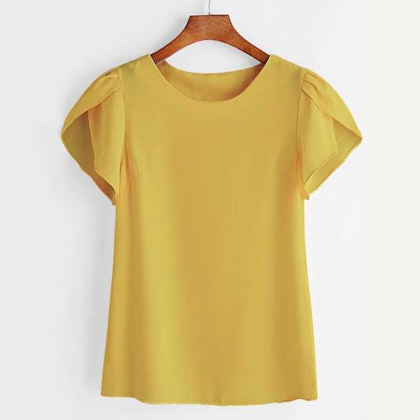 

Petal Sleeve Chiffon Blouse, Yellow