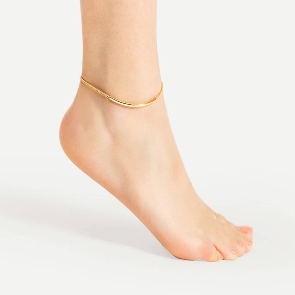 

Bar Design Chain Ankle Bracelet, Gold