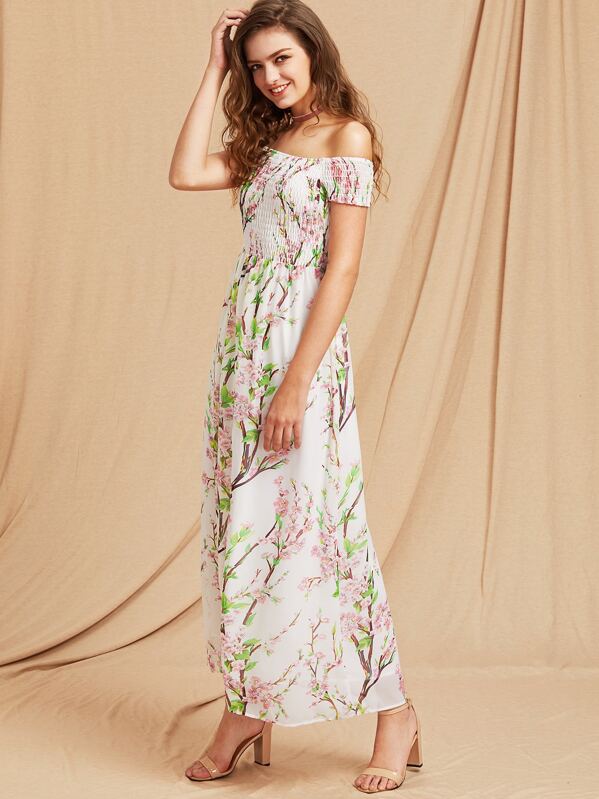 Off Shoulder Smocked Dress