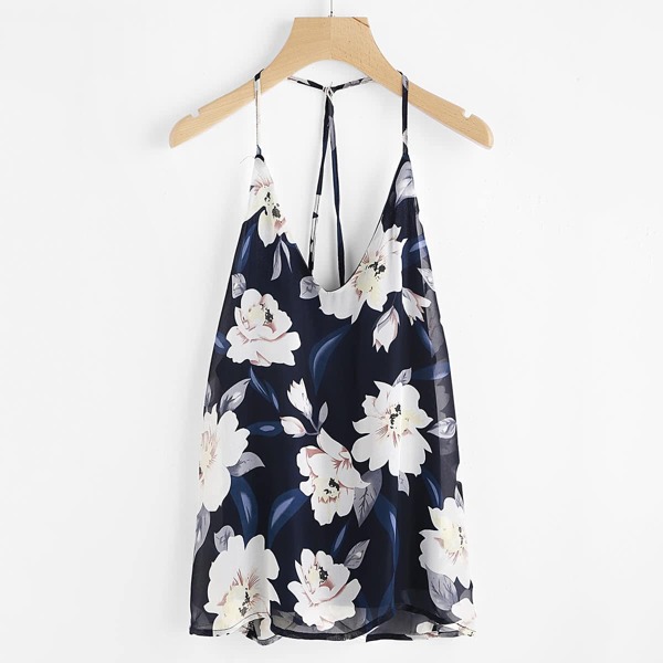 

Florals Backless Halter Top, Multicolor