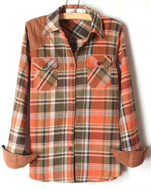 Camisa cuadros naranja | Mode de Mujer | SHEIN España Camisa cuadros CAMISAS MUJER | Stradivarius Colombia