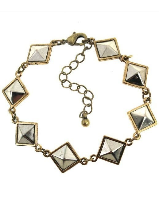 silver pyramid shape chain link bracelet