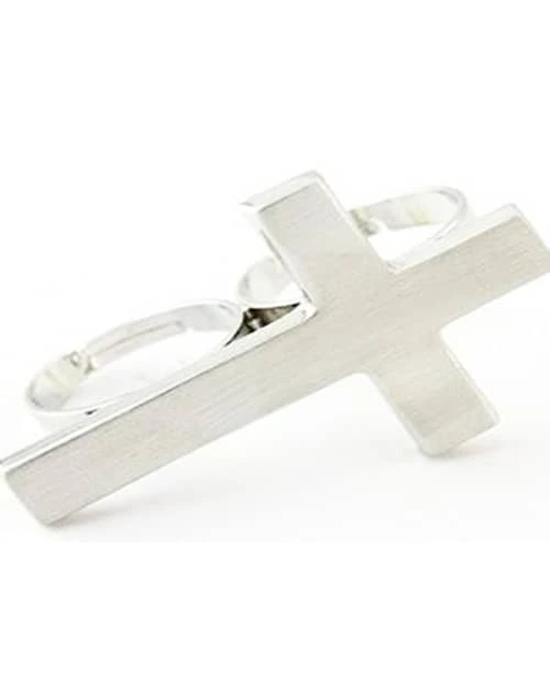 Beautiful The Cross Double Finger Ring