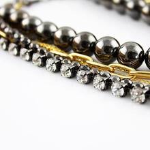 Black Crystal Bead Gold Chain Necklace