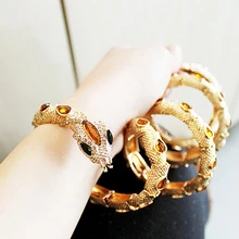 Gold Yellow Gemstone Coiled Snake Bracelet