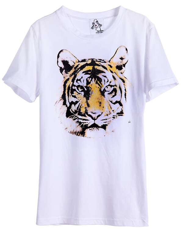 Tigre Estampada Estampada Blanco Tigre Camiseta Camiseta Camiseta Blanco nZN8wOPkX0