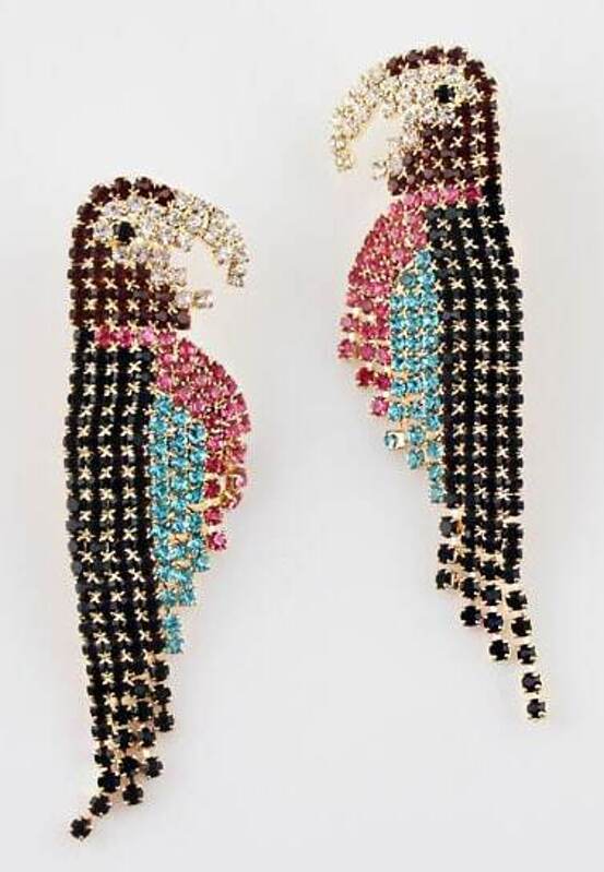 Multi Gemstone Gold Parrot Earrings Shein Sheinside Multi Gemstone Gold Parrot Earrings Addthis Sharing Ons