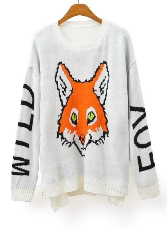 Shein fox sweater Clearance