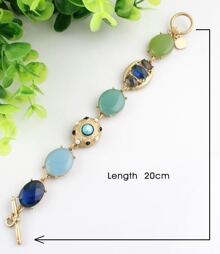 Blue Gemstone Gold Oval Link Bracelet
