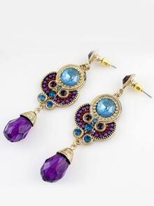 Purple Gemstone Gold Earrings