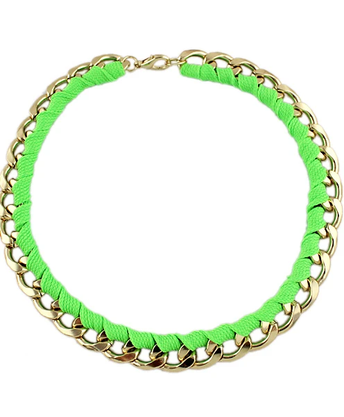 Neon Green Rope Gold Chain Wind Necklace