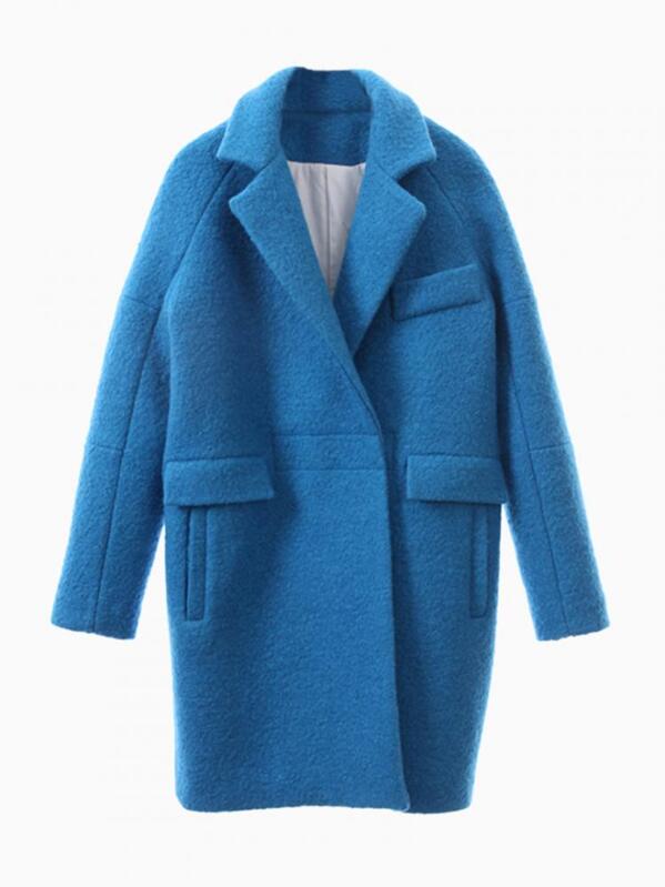 Veste en forme ovoïde revers bleu | Mode en ligne | SHEIN Manteau forme ovoïde BLEU GRISE+MARINE | Manteau bleu clair