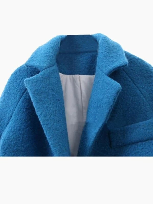 Veste en forme ovoïde revers bleu | Mode en ligne | SHEIN Manteau forme ovoïde BLEU GRISE+MARINE | Manteau bleu clair