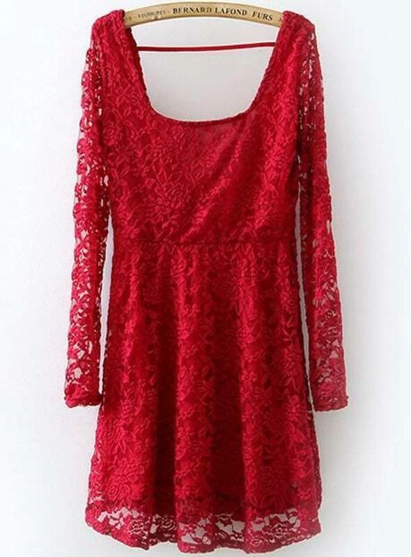 shein red lace dress
