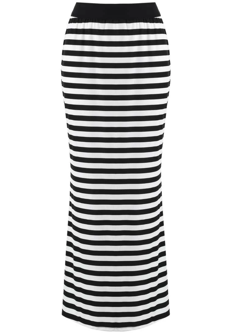 black and white long skirt