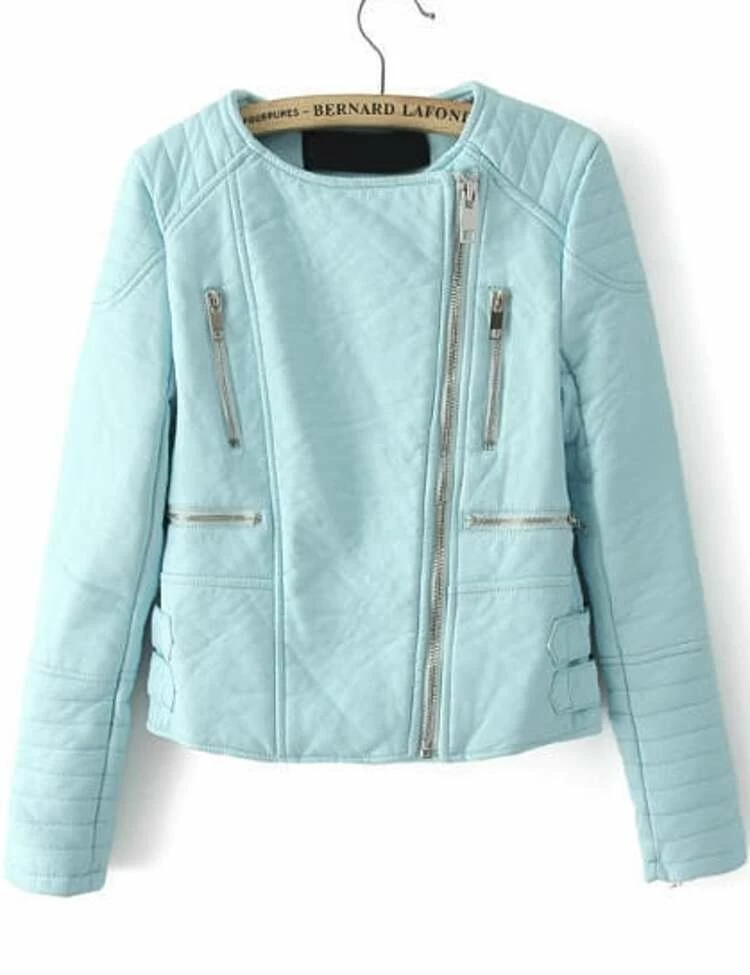 Light Green Long Sleeve Zipper Crop Pu Leather Jacket Shein Usa Light Green Long Sleeve Zipper Crop Pu